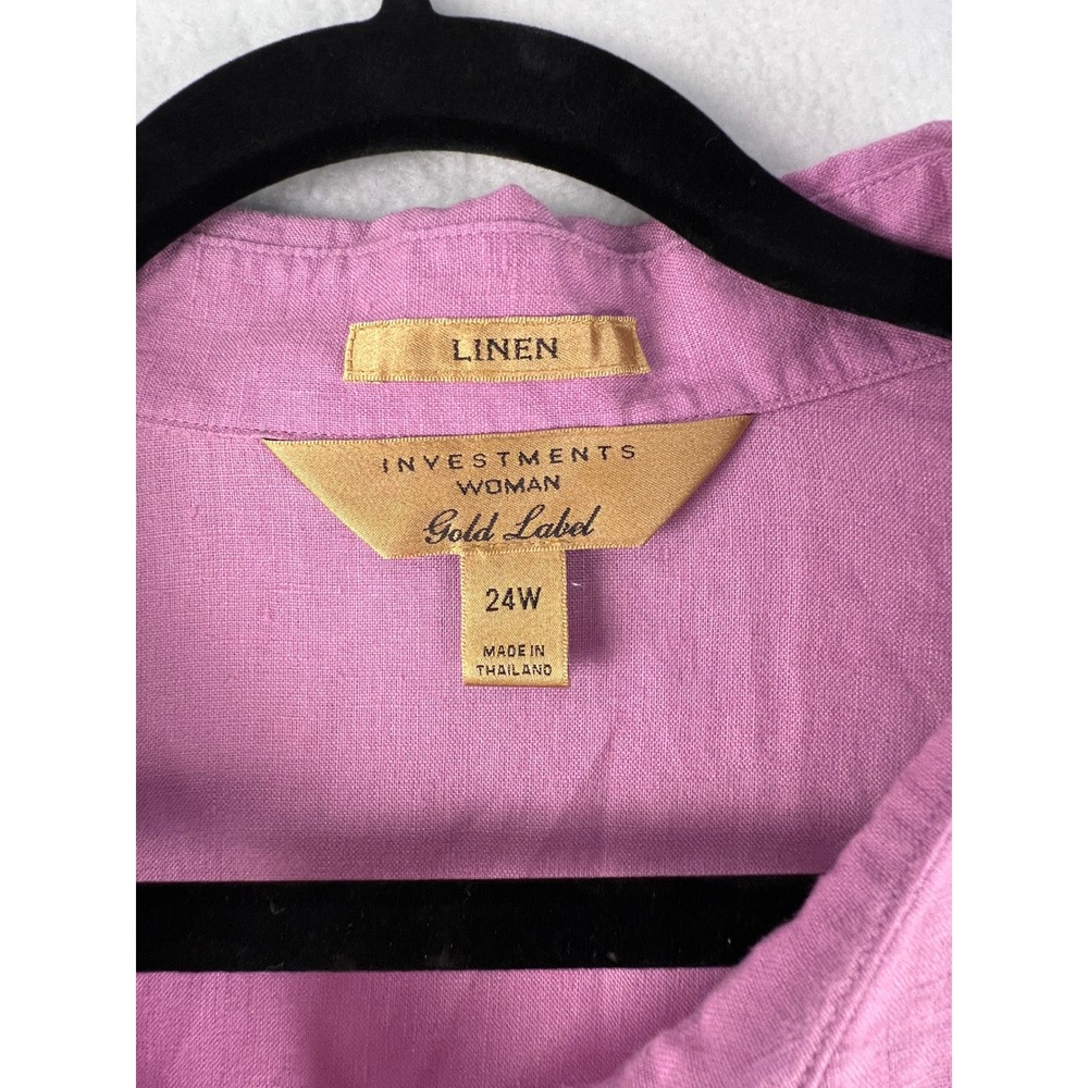Investments Woman Gold Label 24W Purple Linen Shirt Coastal Plus Size - Picture 2 of 7